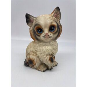 Vintage Japan Ceramic Cat Kitty Blue Eyes